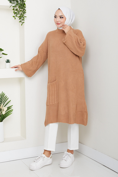 Pamuk Butik Women's Hair Knit Pocketed Knitwear Tunic