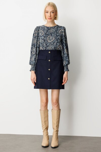 Ekol Süs Düğmeli Mini Kaşe Etek