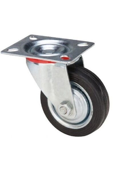 Evotools Roată pivotantă din cauciuc masiv cu placă, 125 mm, 75 kg