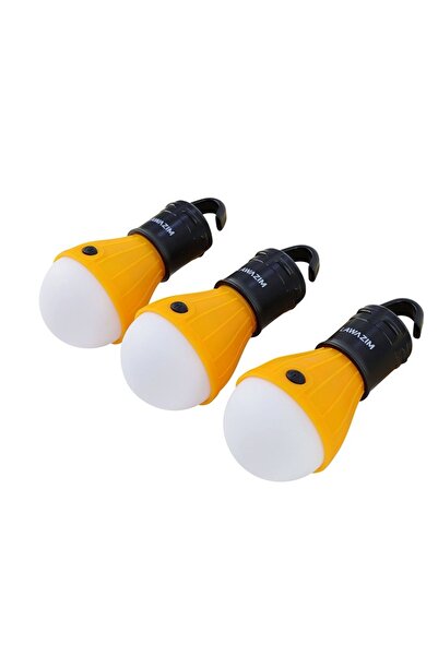 Lawazim LED Tent Light - 3 Piece Battery Powered Camping Bulb with 3 Modes and Hook