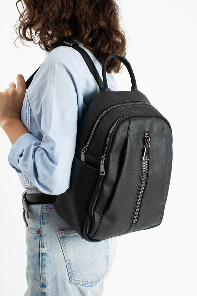 Çanta Trend Women's Black Backpack 8 Compartments Very Useful Bag