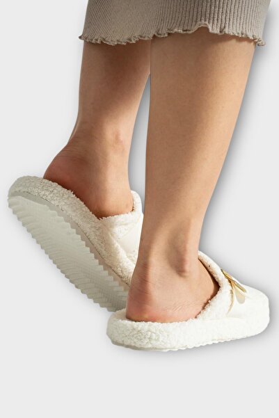 Liger Γυναικείες παντόφλες σπιτιού με αγκράφα Eva Sole, που δεν καταστρέφουν τον ήχο, ΛΕΥΚΕΣ