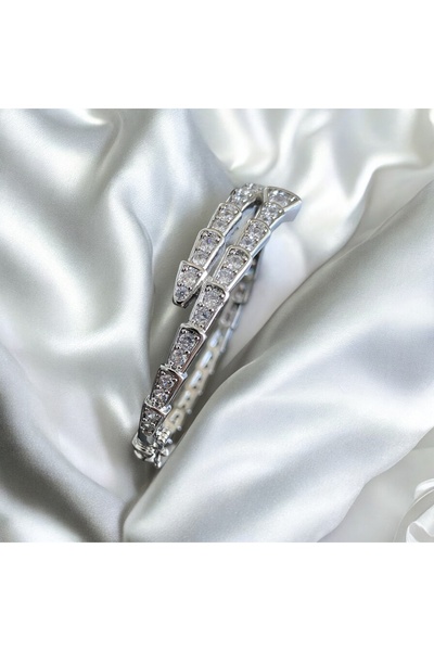 MARAVELA Yılan Figürlü Kelepçe Gümüş Çelik Bileklik