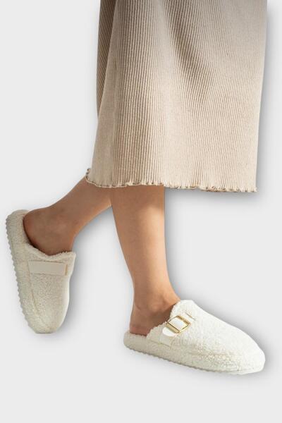 Liger Γυναικείες παντόφλες σπιτιού με αγκράφα Eva Sole, που δεν καταστρέφουν τον ήχο, ΛΕΥΚΕΣ