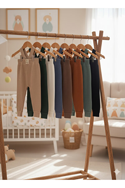 Nimini Kids Strappy Button Detailed Stretchy Ribbed Knitwear Baby Tights Set of 3 (3-24 Months)