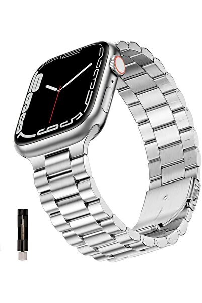 HYX سوار من الفولاذ المقاوم للصدأ سميك ومتين متوافق مع ساعة Apple Watch مقاس ...