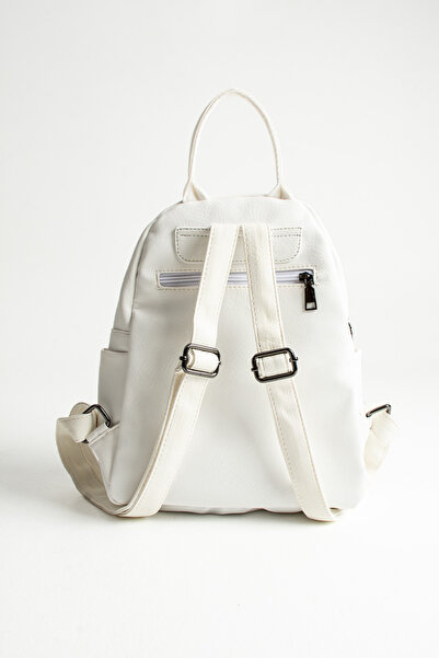 Fiona&Polo Women's White Backpack 8 Compartments Very Useful Bag