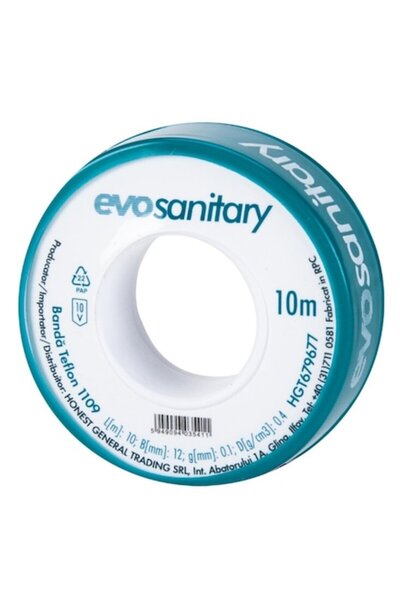 EVOSANITARY Bandă teflon 1109, 40 m, 19 mm, 0,075 mm, 0,4 g/cm3