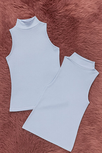 Alissa Women's Modal Cotton Lycra Sleeveless Half Turtleneck 2-Pack Tank Top T-Shirt W6K6K1T4Ka