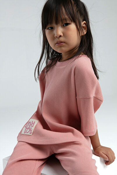 Alissa Girl's Retro Pink 100% Cotton Pique Fabric Shorts Set