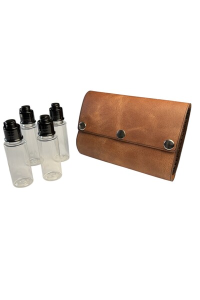 EreborGoods طقم 4 أوعية صلصة في حقيبة يد جلدية