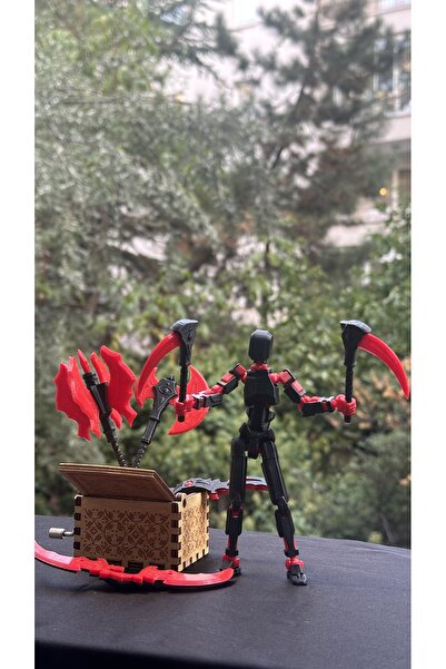 moifugyia Lucky 13 Aksiyon Figürü Robot Oyuncak 13cm Siyah Kırmızı Aksesuar P...