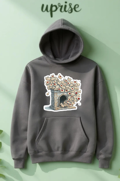 Vordevia Hanorac Letter cu imprimeu Cotton 3 Thread O supradimensionat