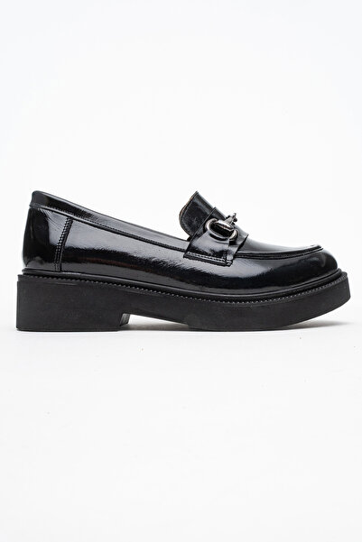 Ataköy Ayakkabı KADIN DERİ TOKALI OXFORD AYAKKABI SIYAH RUGAN