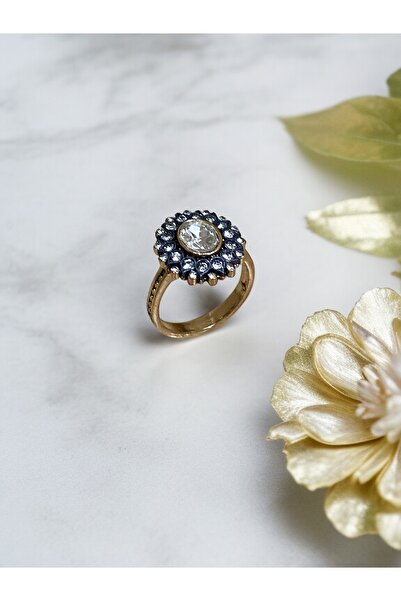 FAYRA ACCESSORIES خاتم من الأحجار الكريمة البيضاوية الكريستالية