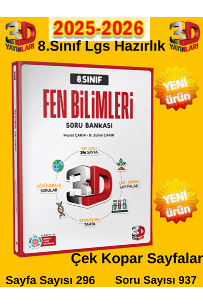 Ens Yayıncılık Güncel 3D Çözüm 2025-2026 8.Sınıf Türkçe-Fen Soru Bankası Seti+Android Kalem(Yeni Ürün)