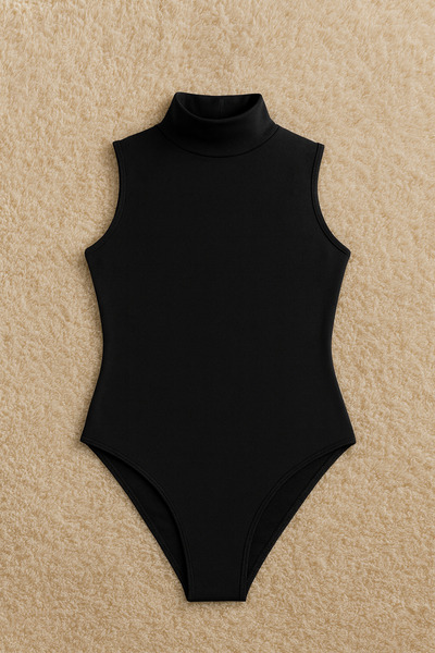 Alissa Women's Cotton Lycra Combed Cotton Sleeveless High Neck 2-Piece Snap-On Bodysuit W6K1K8T4Ka