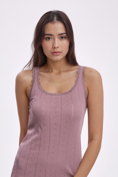 Alissa Women's 100% Cotton Jacquard Soft Fabric Thick Strap 2-Piece Tank Top Wi̇3K13Lk5E.2L