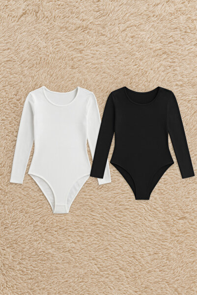 Alissa Women's Cotton Lycra Combed Cotton Long Sleeve 2-Piece Snap-On Bodysuit W6K1K8T3Ka