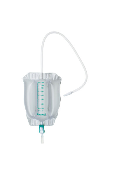 B-Braun Set of 10 URIMED TRIBAG PLUS 800ml foot urine bags, three-chamber, flexible and adjustable hose