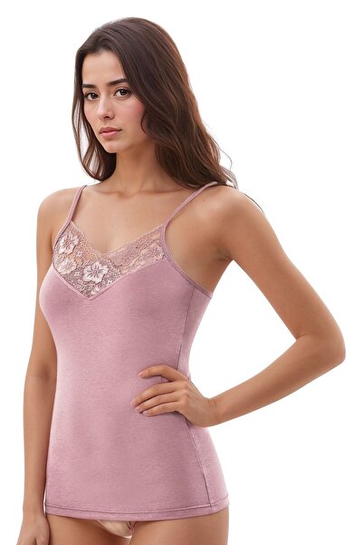 Alissa Women's Modal Cotton Lycra Lace Detailed String Strap 2-Piece Undershirt