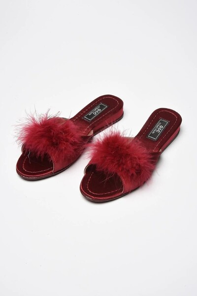 Alissa Women's Burgundy Furry Heelless Welin Dowry House Slippers Q1W8K0Ck