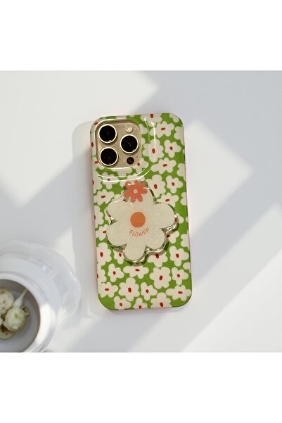 HYPERSOFT Iphone 15 (6.1 inç) Uyumlu Popsocketli Stant Olabilen Şık Desenli Slım Kılıf