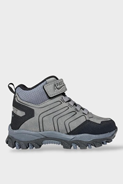 Liger Çocuk Cırtlı Bağcık Detaylı Su ve Soğuk Geçirmez Bot FÜME - SİYAH