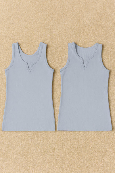 Alissa قميص داخلي نسائي من القطن والليكرا بحمالات عريضة من القطن الممشط مكون من قطعتين W6K4K7T4KA