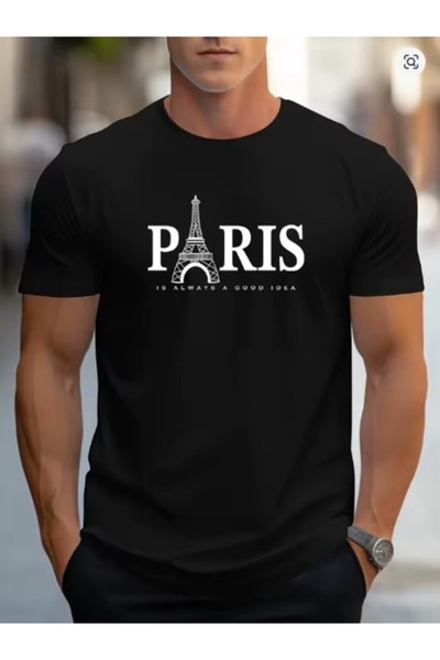 TİMİSİVA Tricou unisex supradimensionat TOWERED PARIS WRITING Ba cu imprimeu ...