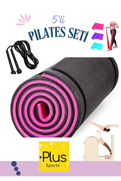 PLUSSPORT 5'li SET 10 MM PLATES YOGA MİNDERİ VE KAMP MATI 3 ADET PİLATES BAND...