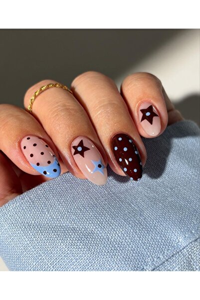 Violet nails Bordo yıldız tırnak