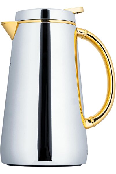 ALSAIF Coffee and Tea Vacuum Flask, leak-proof and keeps drinks hot, 0.7Liter, chrome/Gold