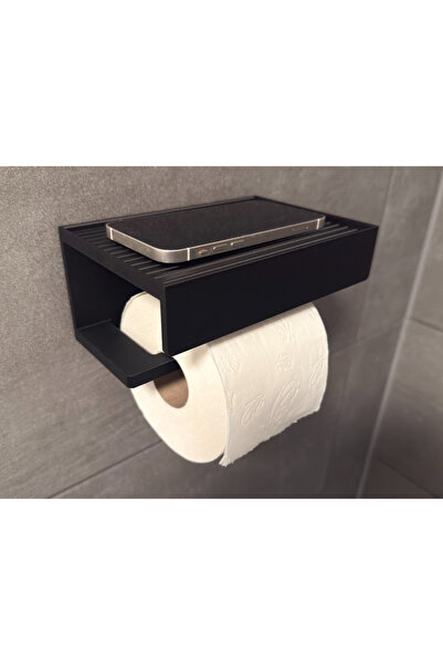 muggle design Telefon Raflı Siyah Tuvalet Kağıdı Tutucu – Duvar Tipi Banyo Ak...