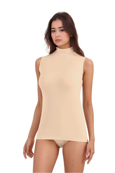 Lienna Women's Cotton Lycra Zero Sleeve Turtleneck Combed Cotton 3-Piece Undershirt L6K2K3T6Ka