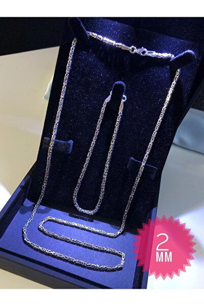 GWOMA Erkek Gümüş Set - 2mm Yuvarlak Kral Model Ikili Set • Işıklı Kutuda Sev...