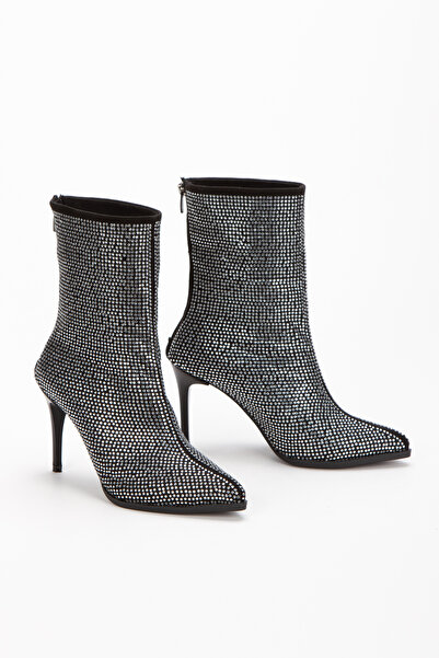 Blacktavern Cizme scurte cu toc subțire, vârf ascuțit, strălucitoare, elegante