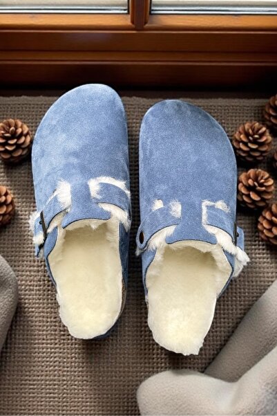 LAND OF CORK LC Anatomik Ark Destekli Unisex Hakiki Süet Kürklü Kapalı Doğal Mantar Taban Terlik