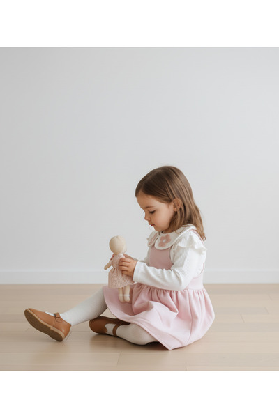 Lumia Baby Papatya Nakışlı Bebek Yaka Süzene Elbise