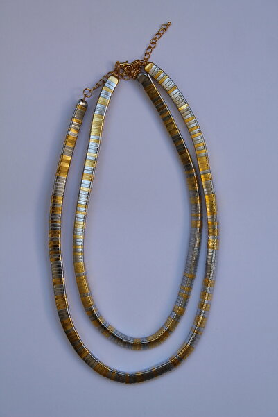 Luvix Design Altın Gümüş Renk Mix İkili Kolye Seti