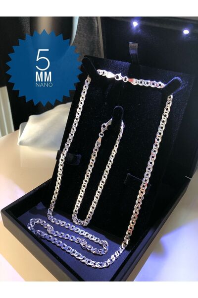 GWOMA Erkek Gümüş Set - 5mm Italy Nano Zincir • Işıklı Kutuda • Sevgiliye • B...