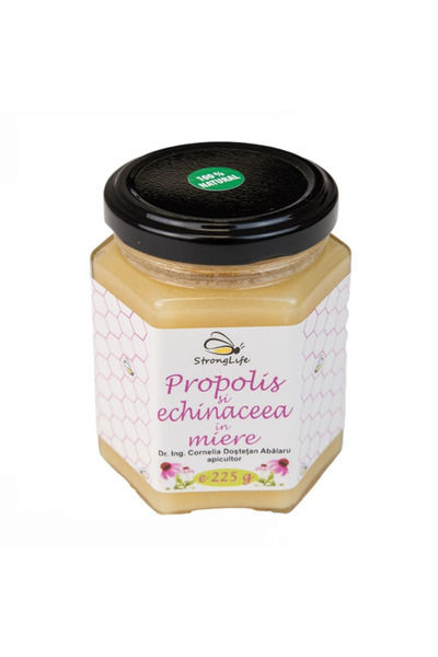 StrongLife Propolis and echinacea in honey - 225g by Dr. Ing. Cornelia Dostetan Abalaru beekeeper