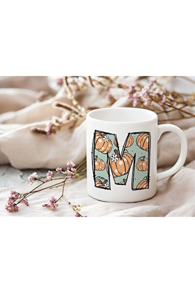 Beramussa كوب منقوش على شكل حرف M - كوب لطيف بطابع الهالوين - هدية