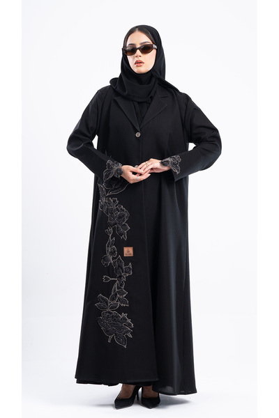 Hasnaa Abaya عباية ياسمين بتطريز ورود مع خرز