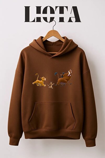 Vordevia سويت شيرت قطني كبير الحجم مطبوع عليه هاكونا ماتاتا مكون من 3 خيوط