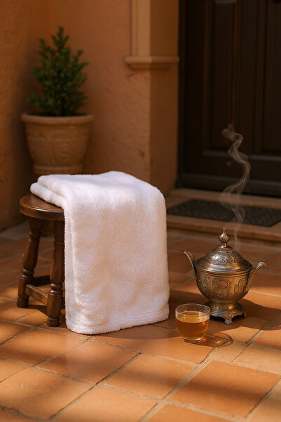 Ercahome tekstil منشفة وجه مزدوجة من القطن بنسبة 100%، بيضاء اللون، أنيقة للغ...