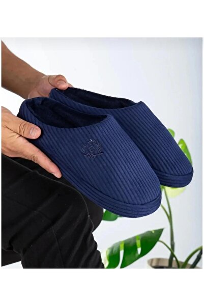 Akınal Bella Вишитий візерунок з підкладкою, м'який, тихий, з хутряною підкладкою, чоловічі домашні капці