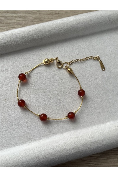 Pel Design سوار فولاذي مصنوع يدويًا من حجر الكارنيليان / مضاد للحساسية / فولاذي