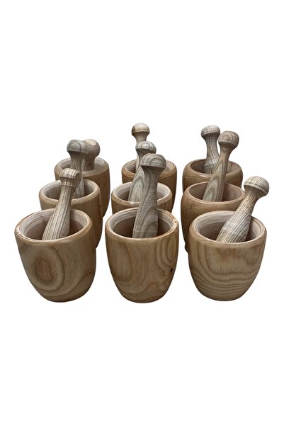 İKRARR İkrar Ahşap Dişbudak Ağacı Lüx Vazo Havan 12 cm Sarımsak Döveceği