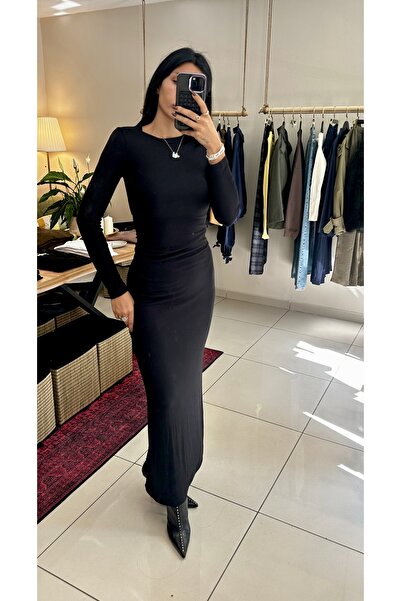 Kris Kadın Siyah Uzun Elbise